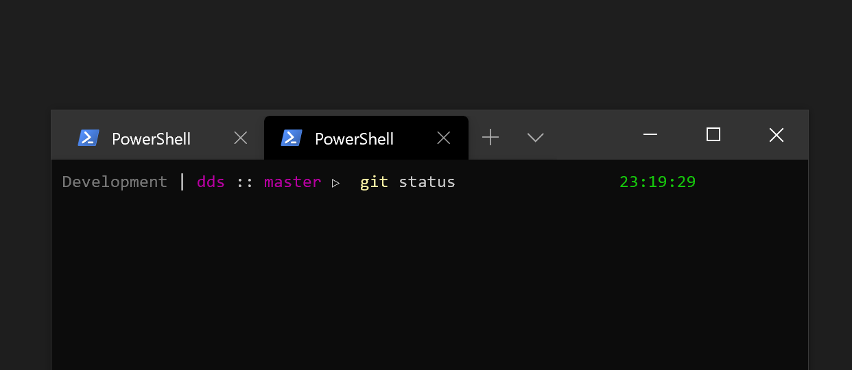 screenshot of custom PowerShell prompt