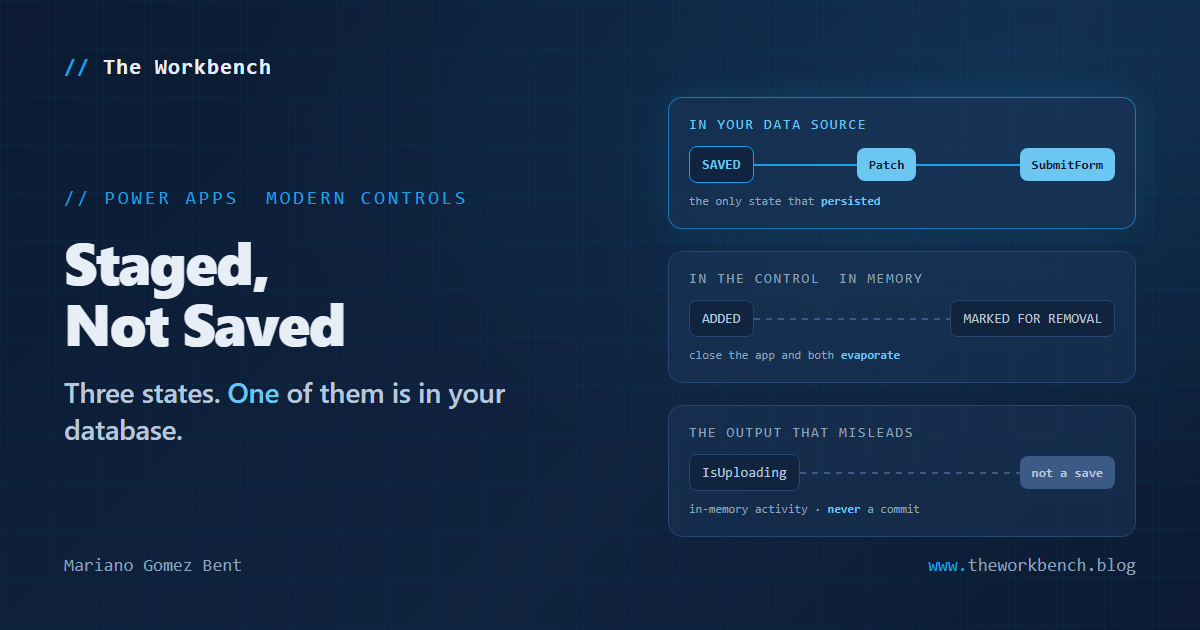Staged, not saved: the three states of a file in the modern Attachments control for canvas apps