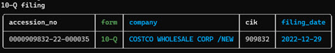 Costco 10Q filing