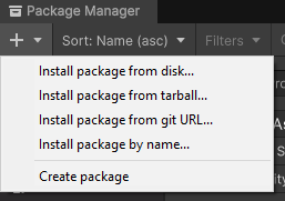 Unity Package Manager install package from disk menu