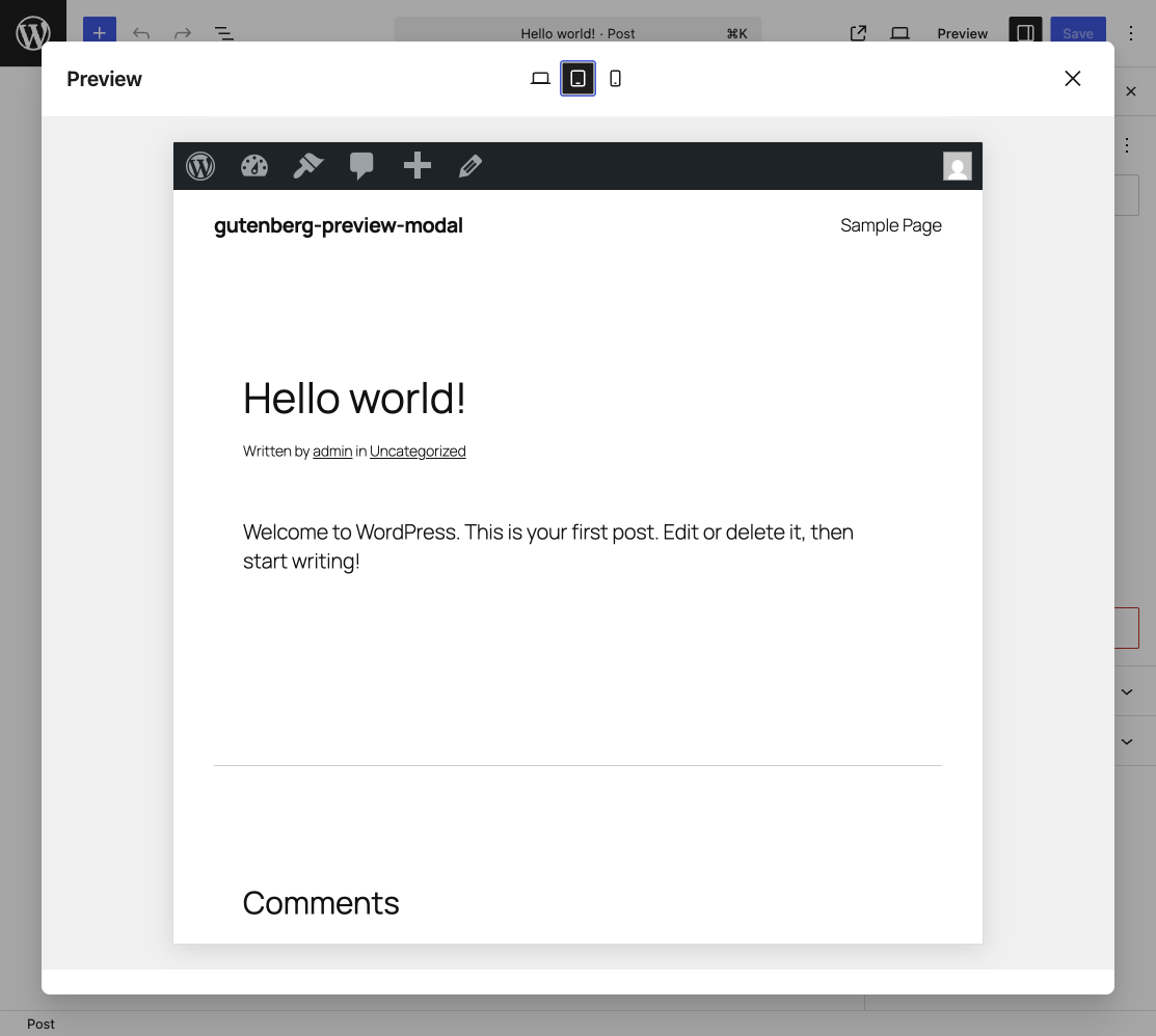 Tablet preview