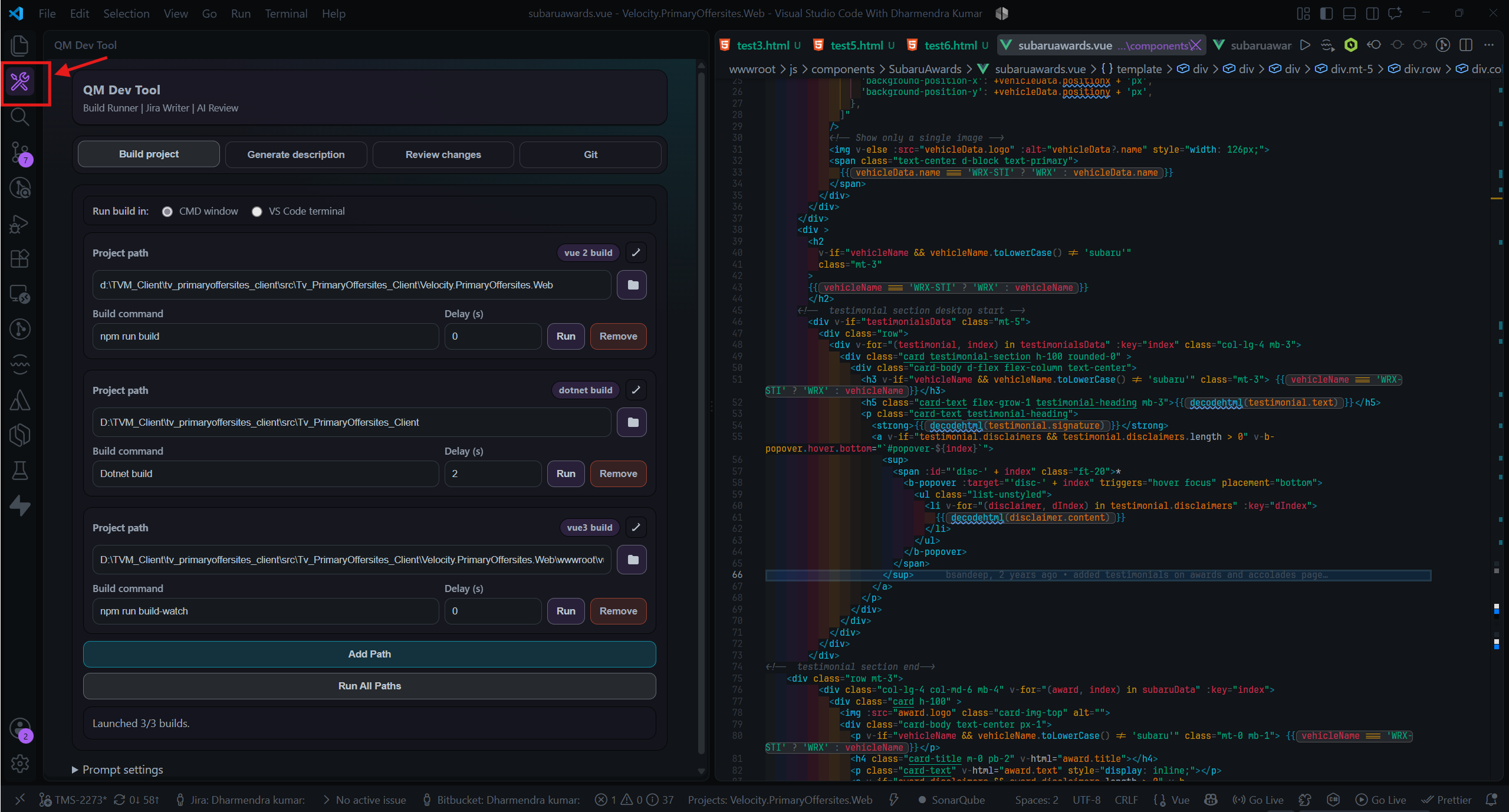 Build tab