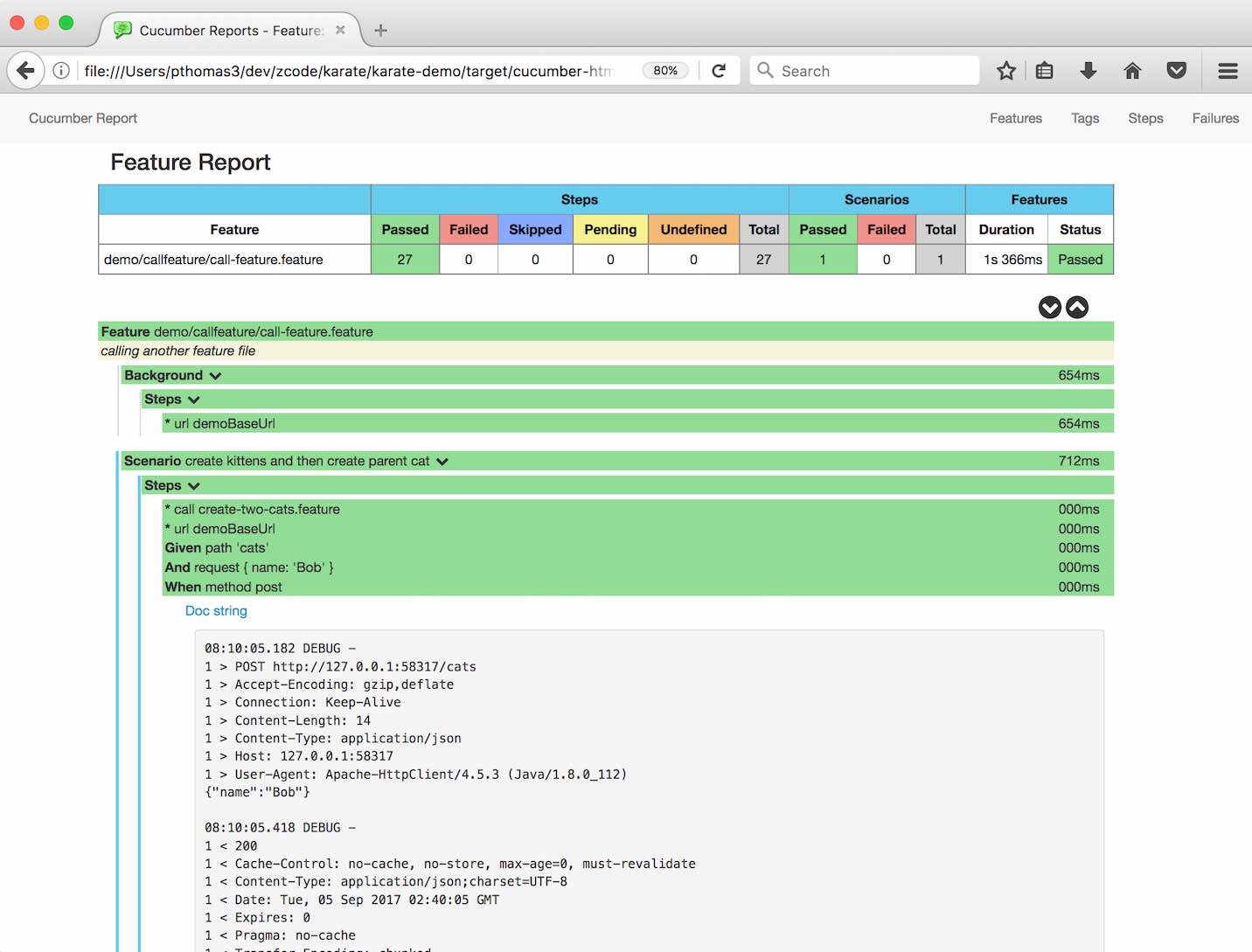 Reports with HTTP logs in-line