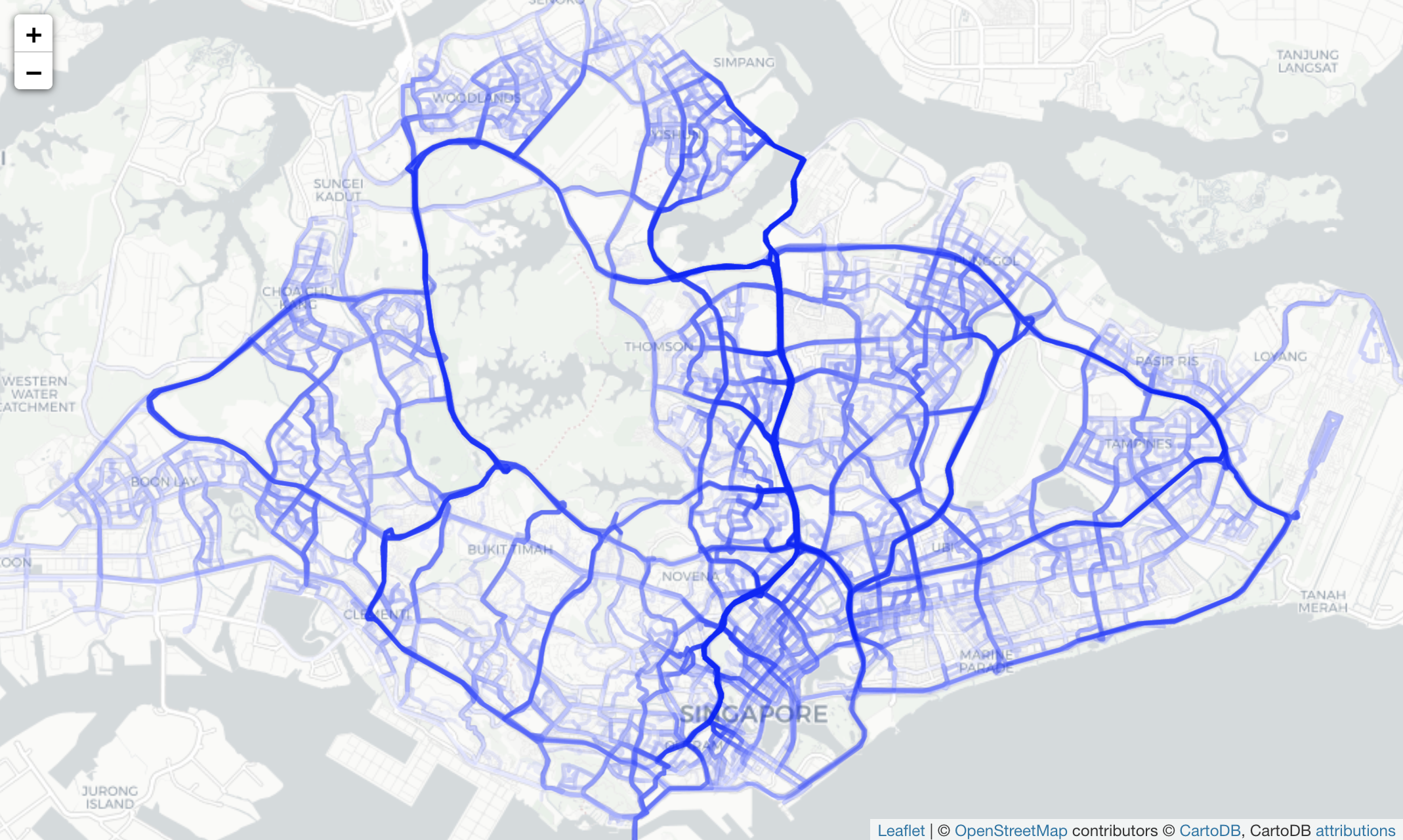 most routes taken by available taxis