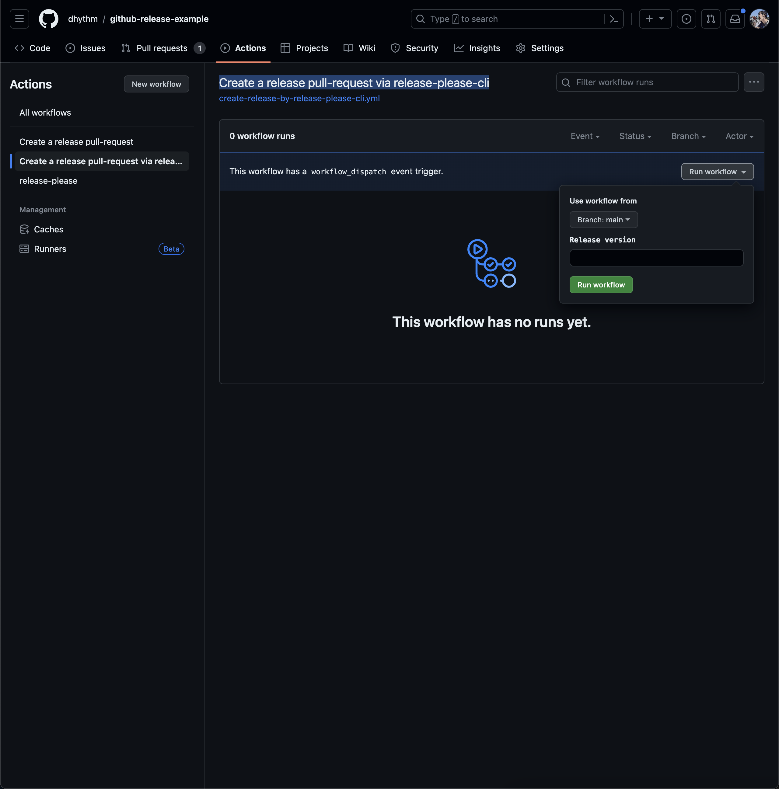 Run workflow with release-please