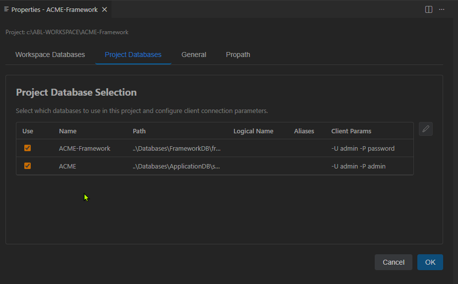 Project Databases View