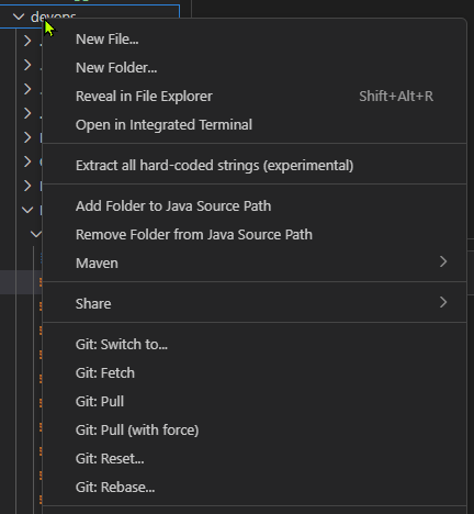 Repository Context Menu