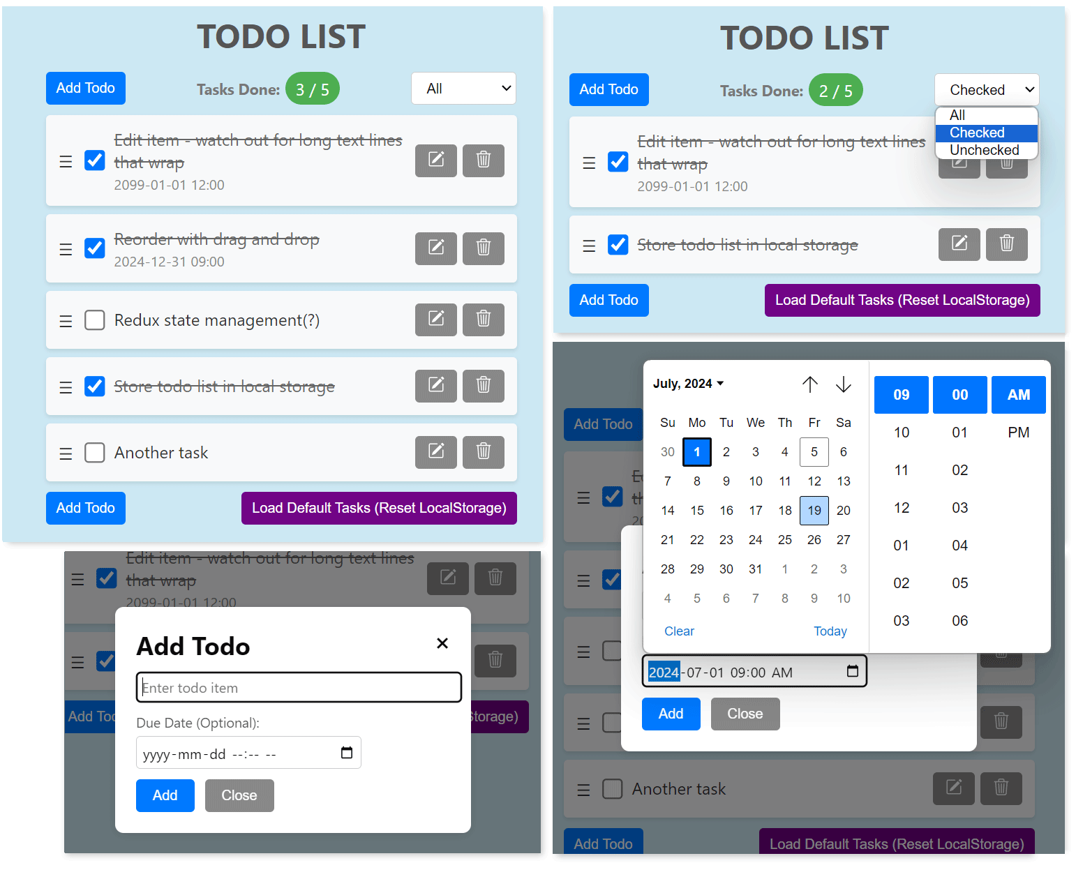 VueTODO app screenshot