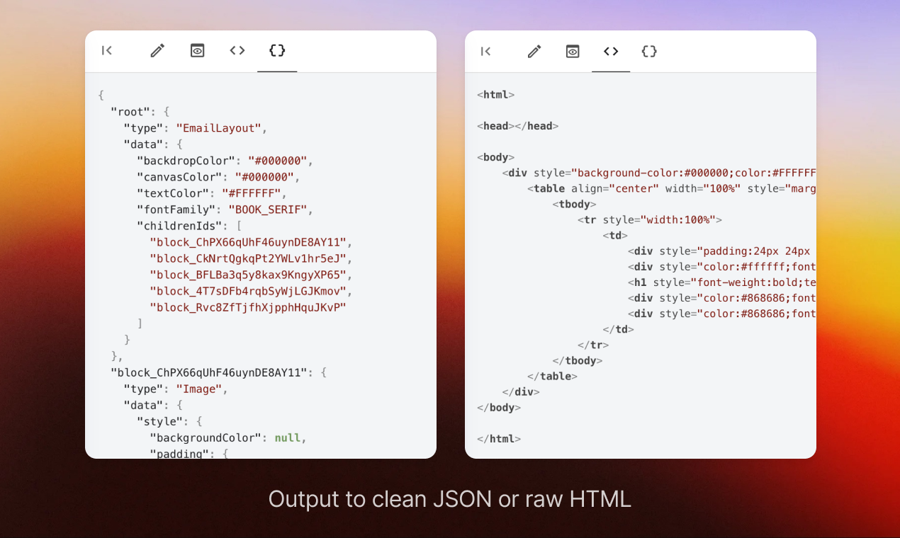 Image of JSON in builder