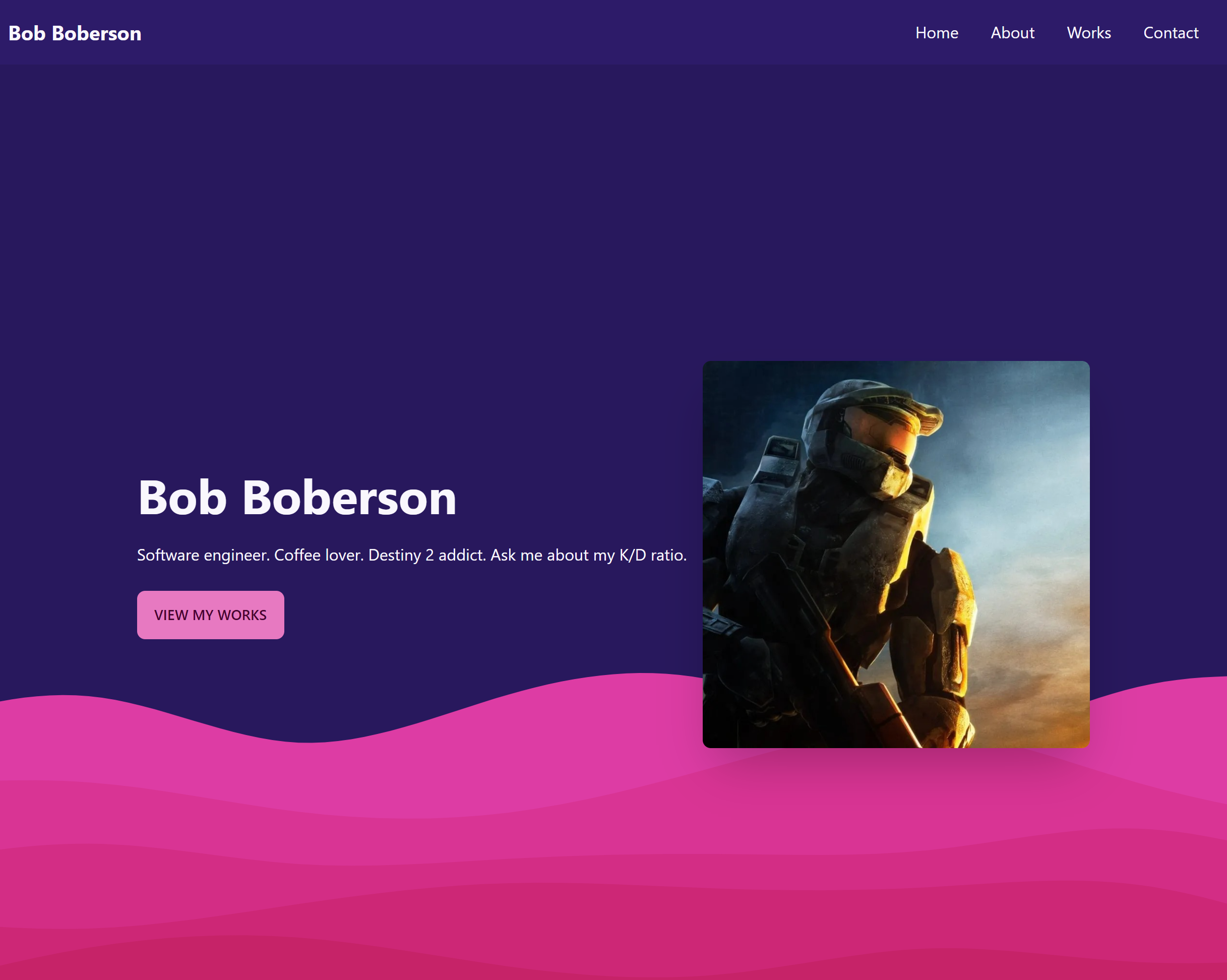 Bob Boberson hero section with nav bar