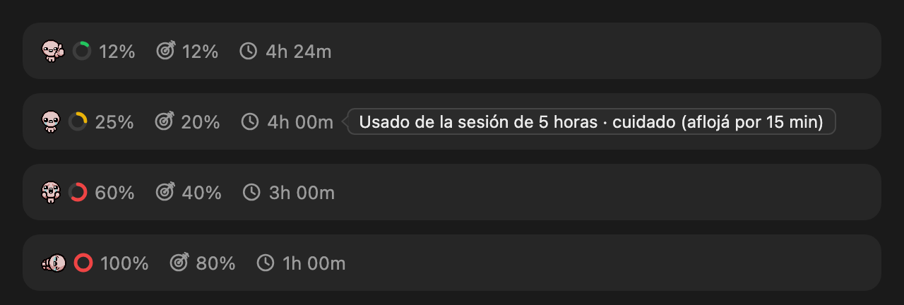 usage-pace en el desktop de Claude Code
