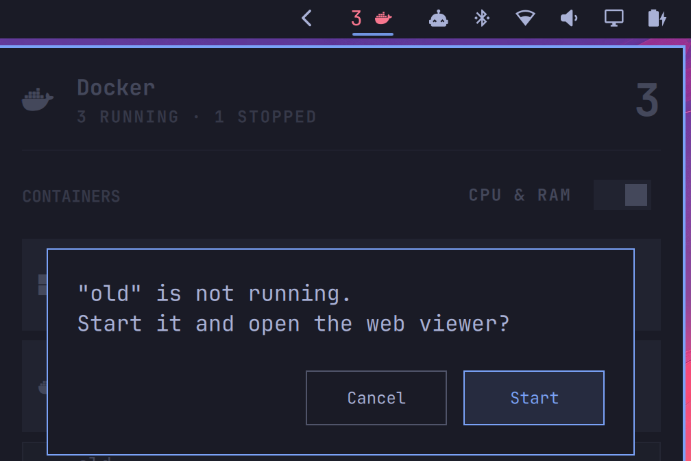 Starting a stopped VM asks first