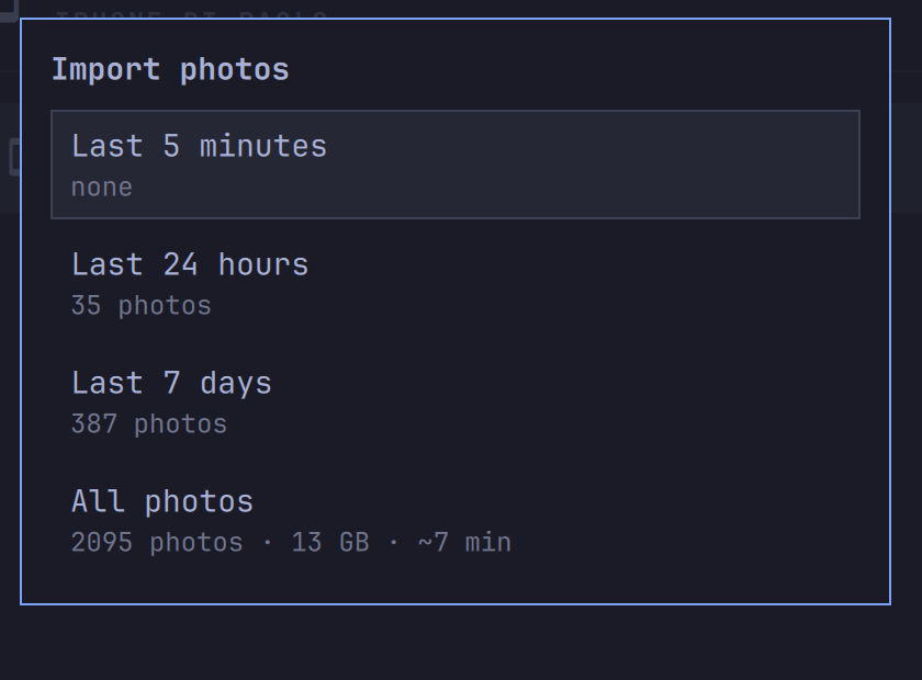 Choosing how far back to import