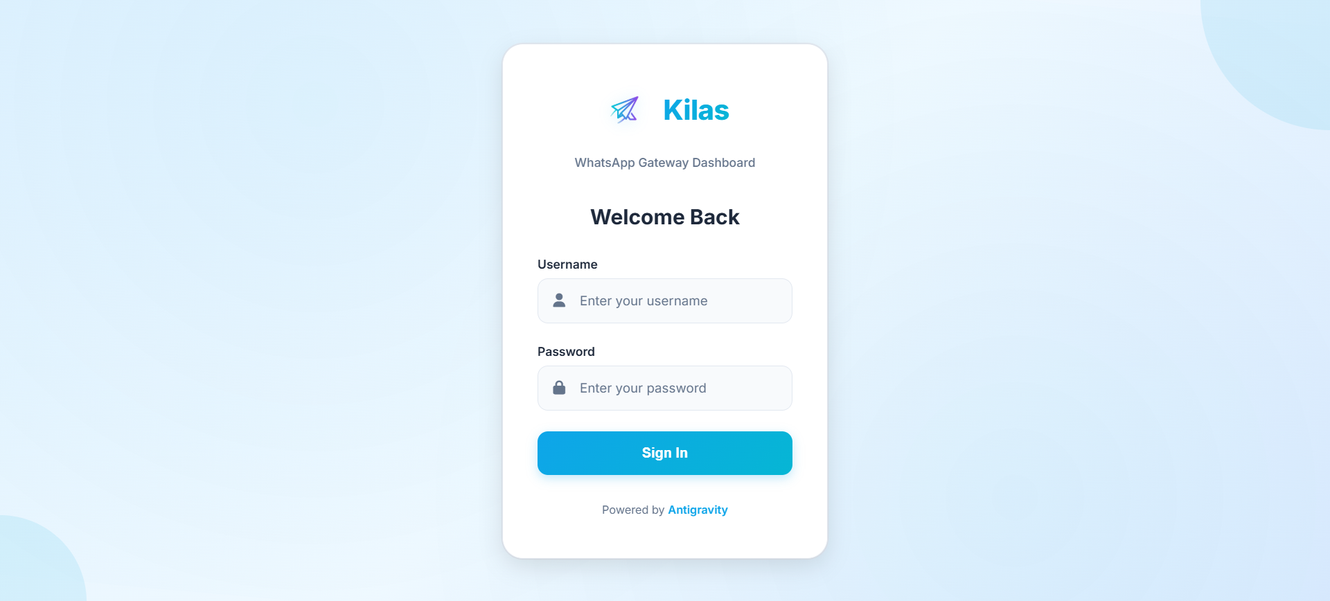 Kilas Login Page