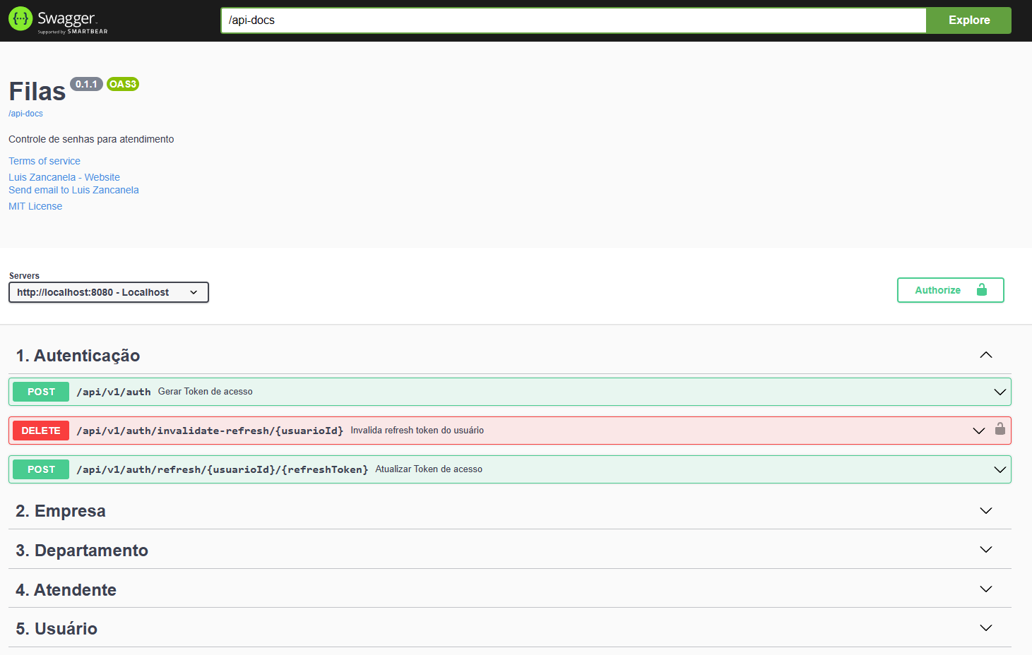 Screenshot da tela de OpenAPI - Swagger