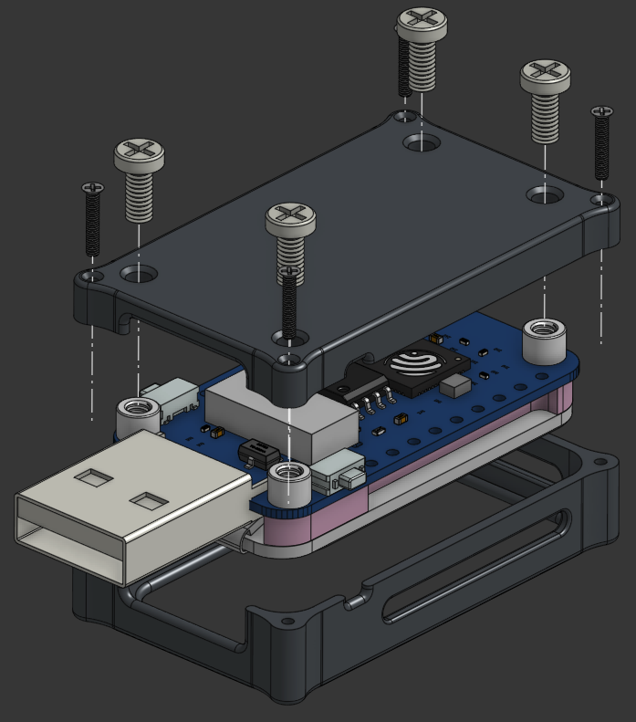 ESP-STICK exploded assembly 3D bottom view