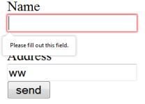 Imagem mostra erro da validação HTML5 em um campo de formulário que é obrigatório.