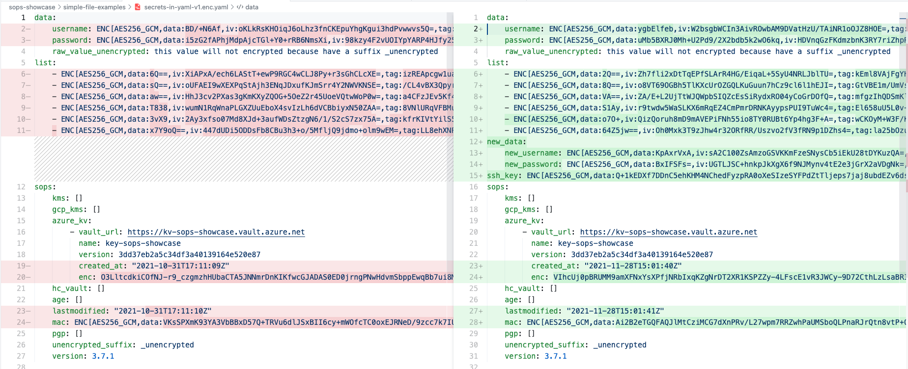 Result in git compare