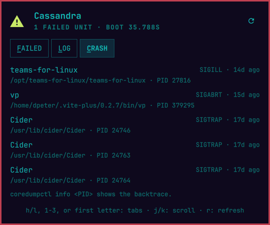 CRASH tab