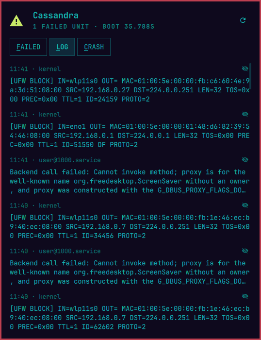 LOG tab