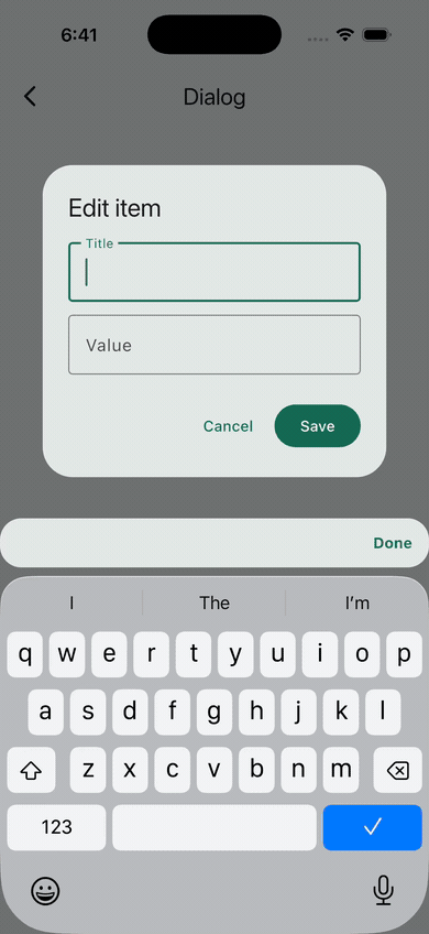 Dialog keyboard