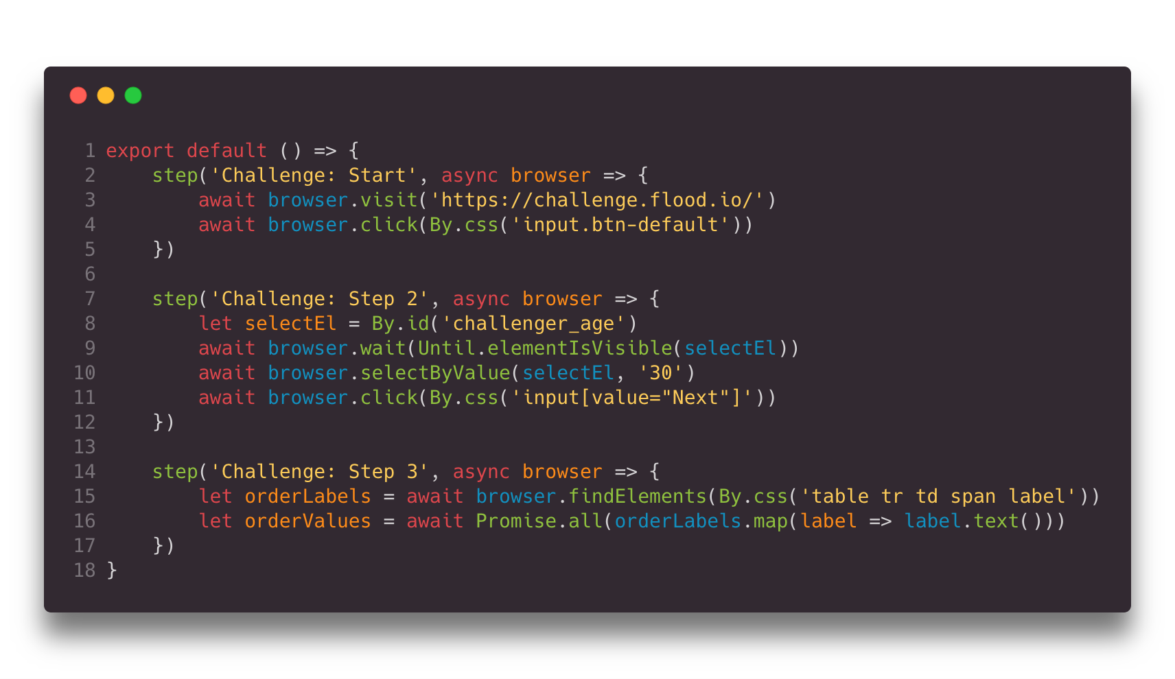 Flood Element Example code