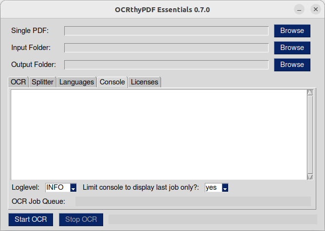 OCRthyPDF GUI Console-Tab