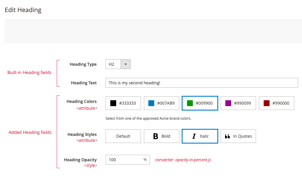 Configurations for styling