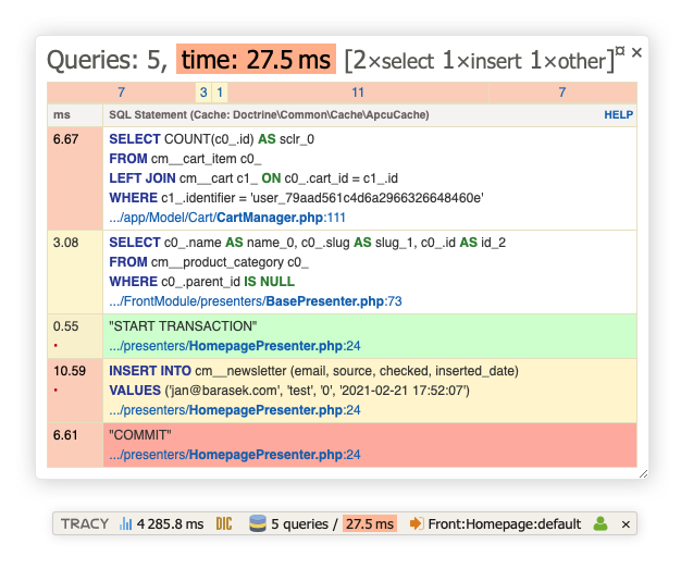 Baraja Doctrine debug Tracy panel