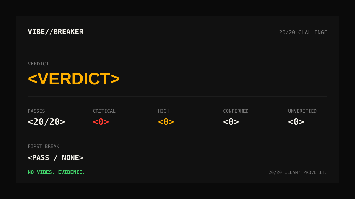VibeBreaker result card example