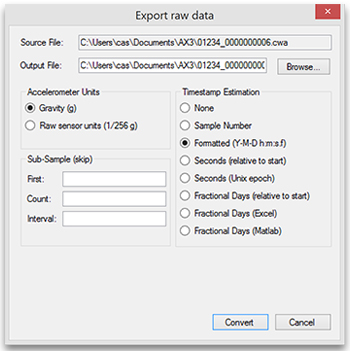 default settings in CSV Export Window