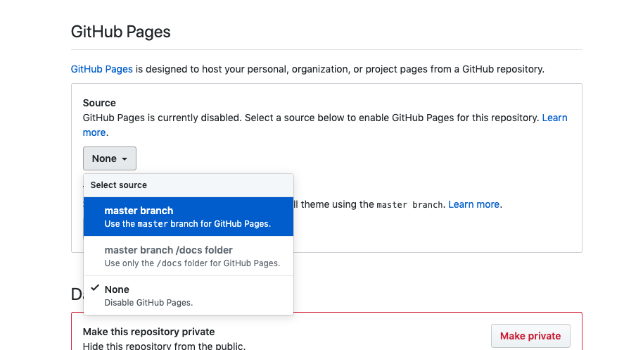 Enable Github Pages