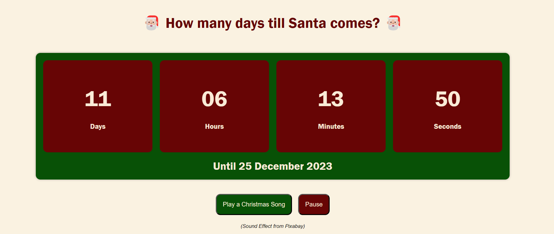 Screenshot of Christmas Coundown