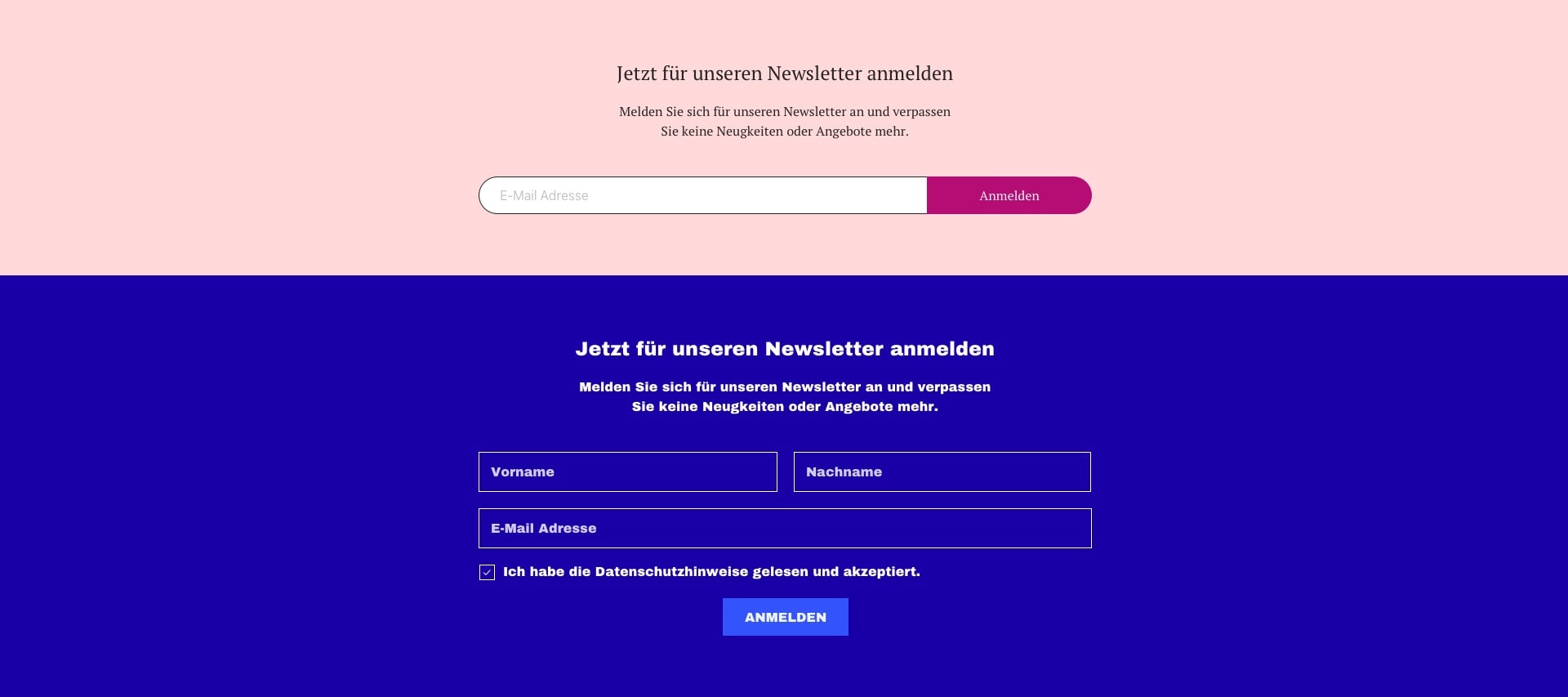 Mobile Newsletter reduziert | Mobile Newsletter voll