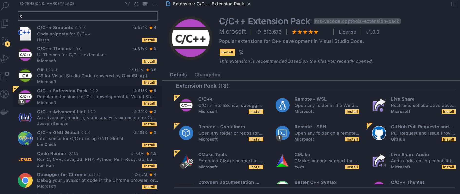 C/C++ Extensio Pack