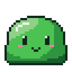Pixel-art green slime drawn by Claude Opus 5.5