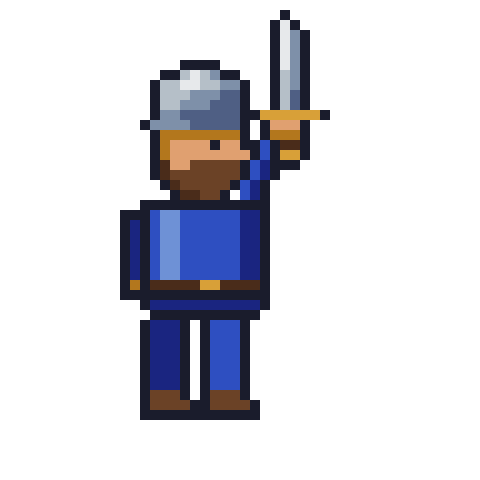 Pixel-art swordsman drawn by Claude Fable 5