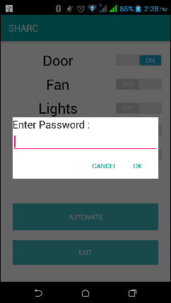 Password pop-up