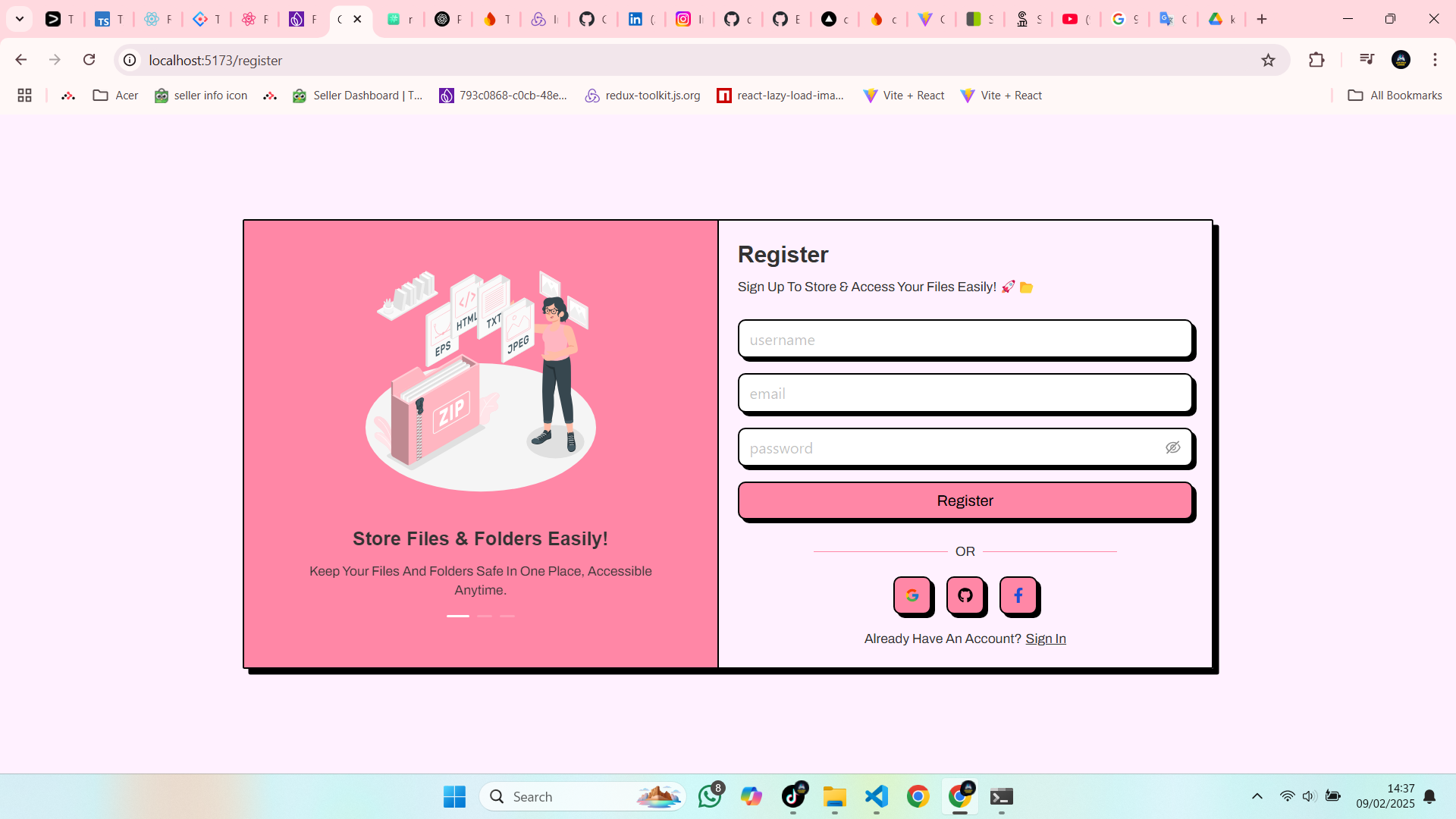 Register or Login Page