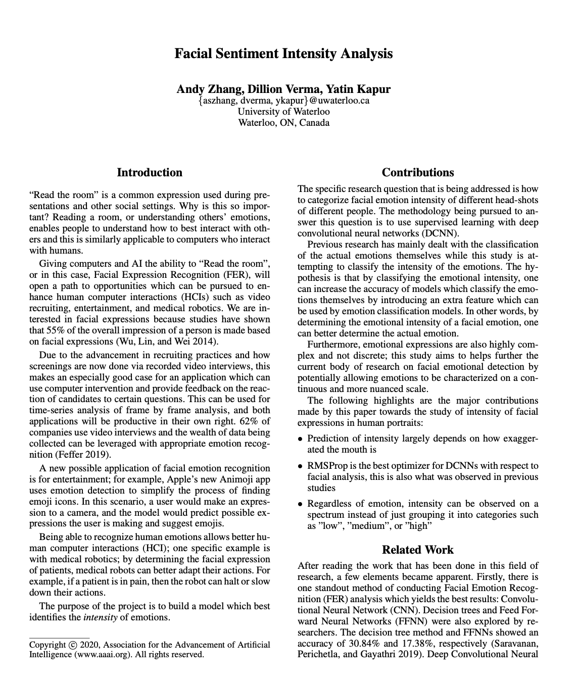 Facial Sentiment Intensity Analysis Paper