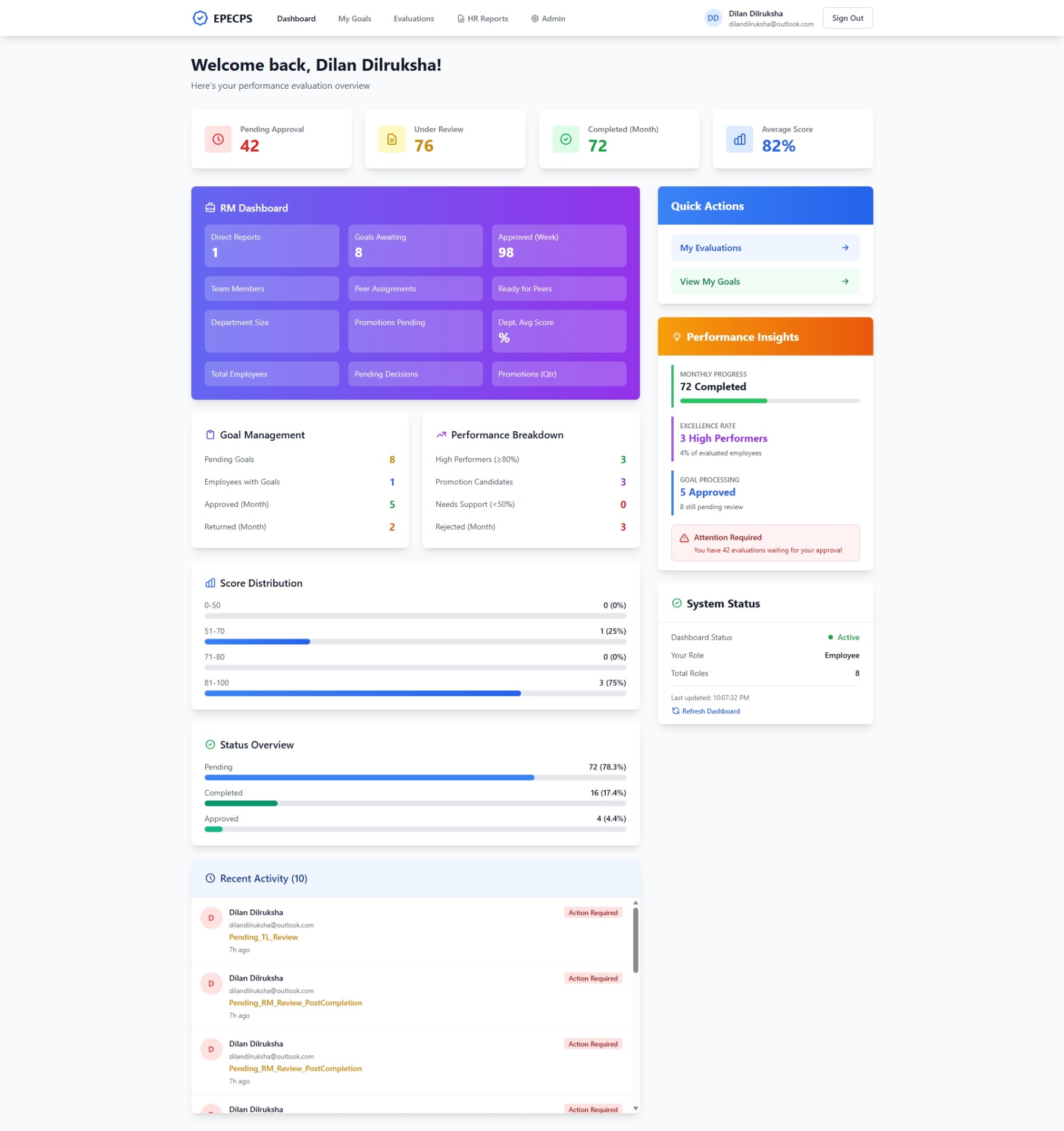 EPECPS System Dashboard