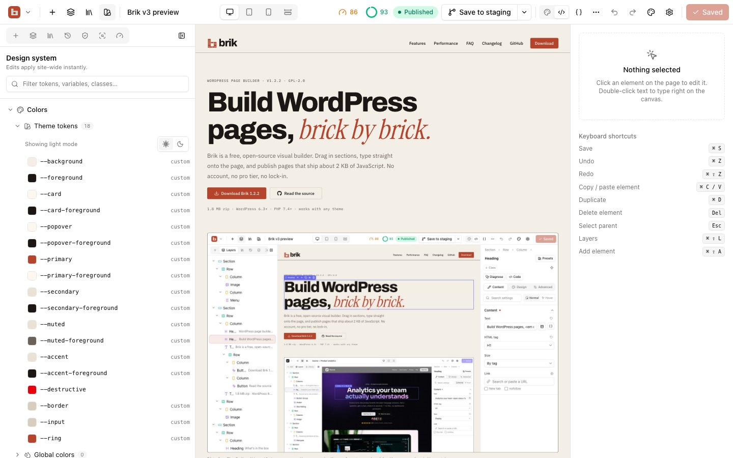 Design system panel