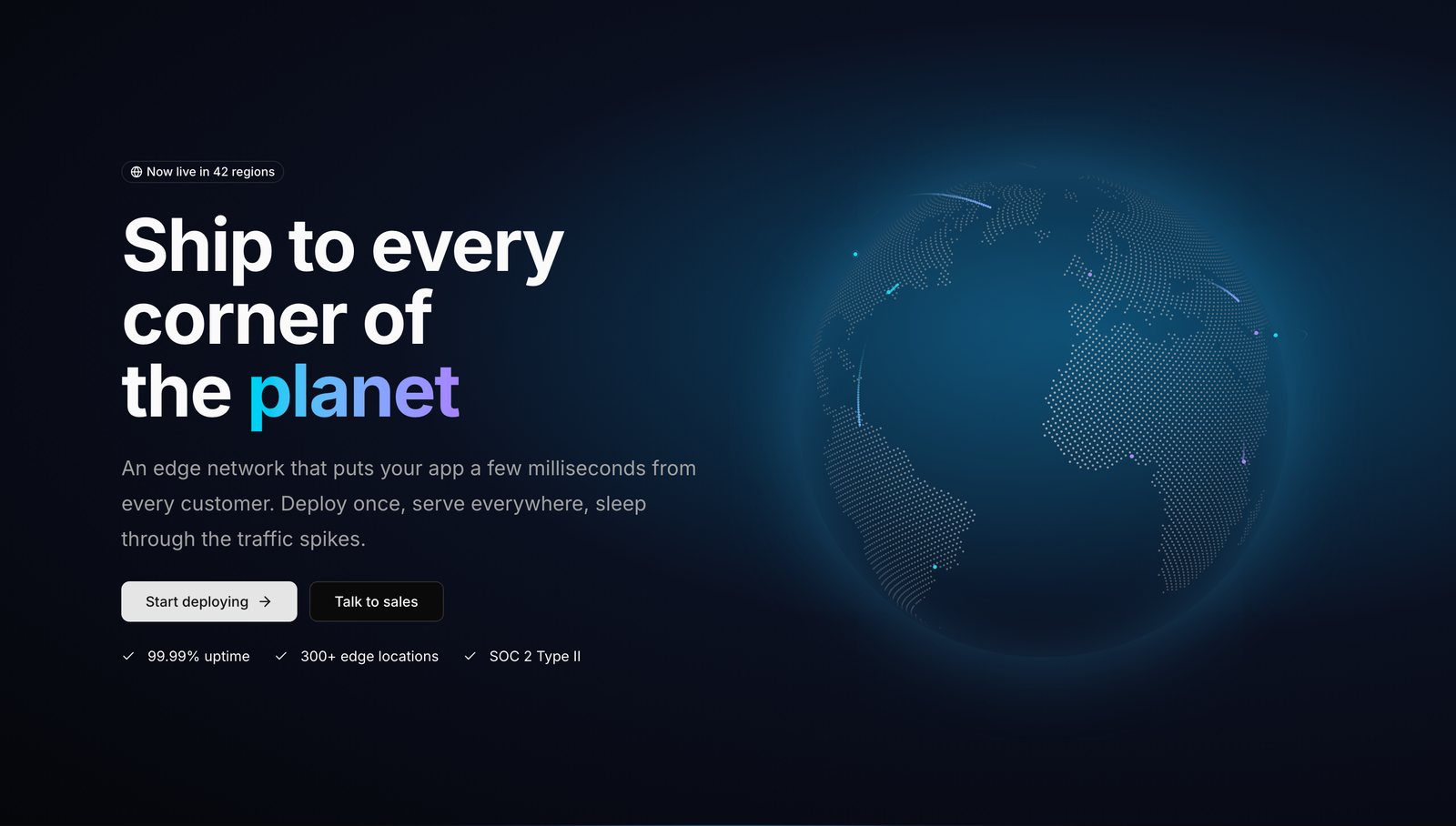 WebGL globe section