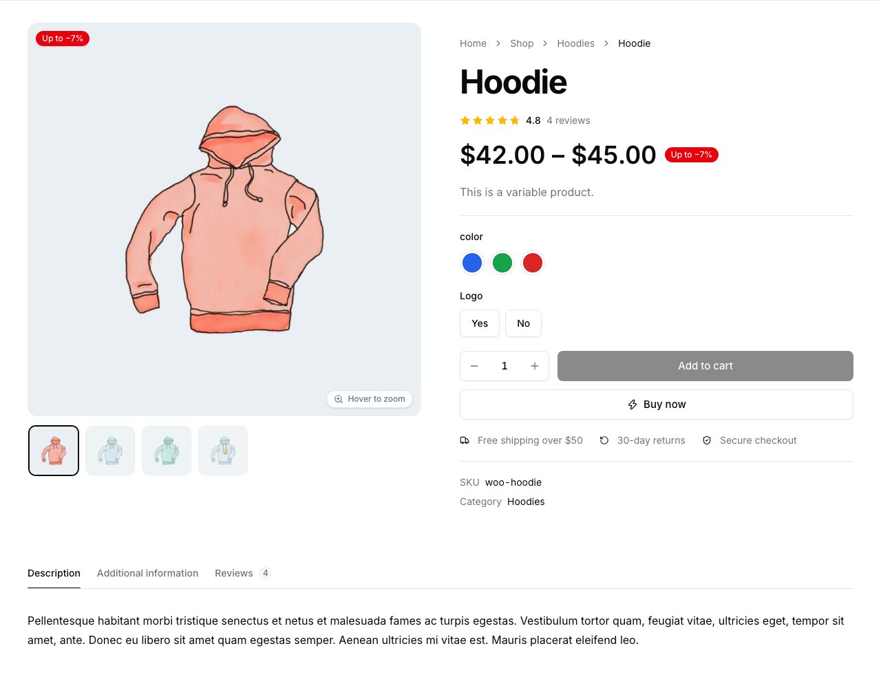 Product page built with Brik
