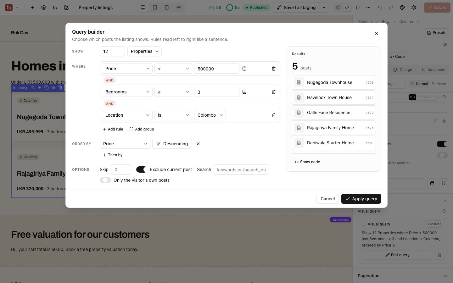 Visual query builder
