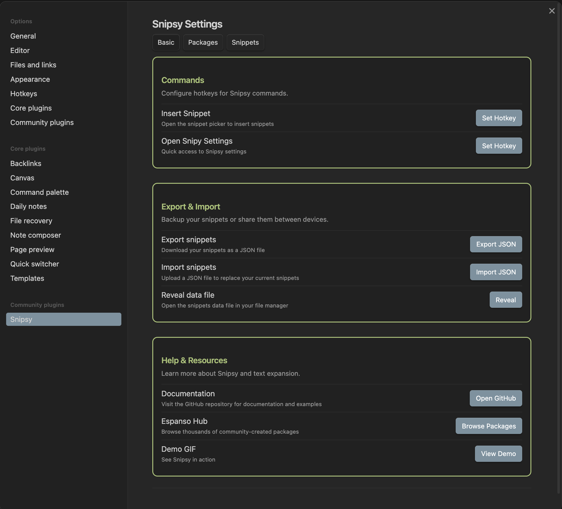 Settings Interface