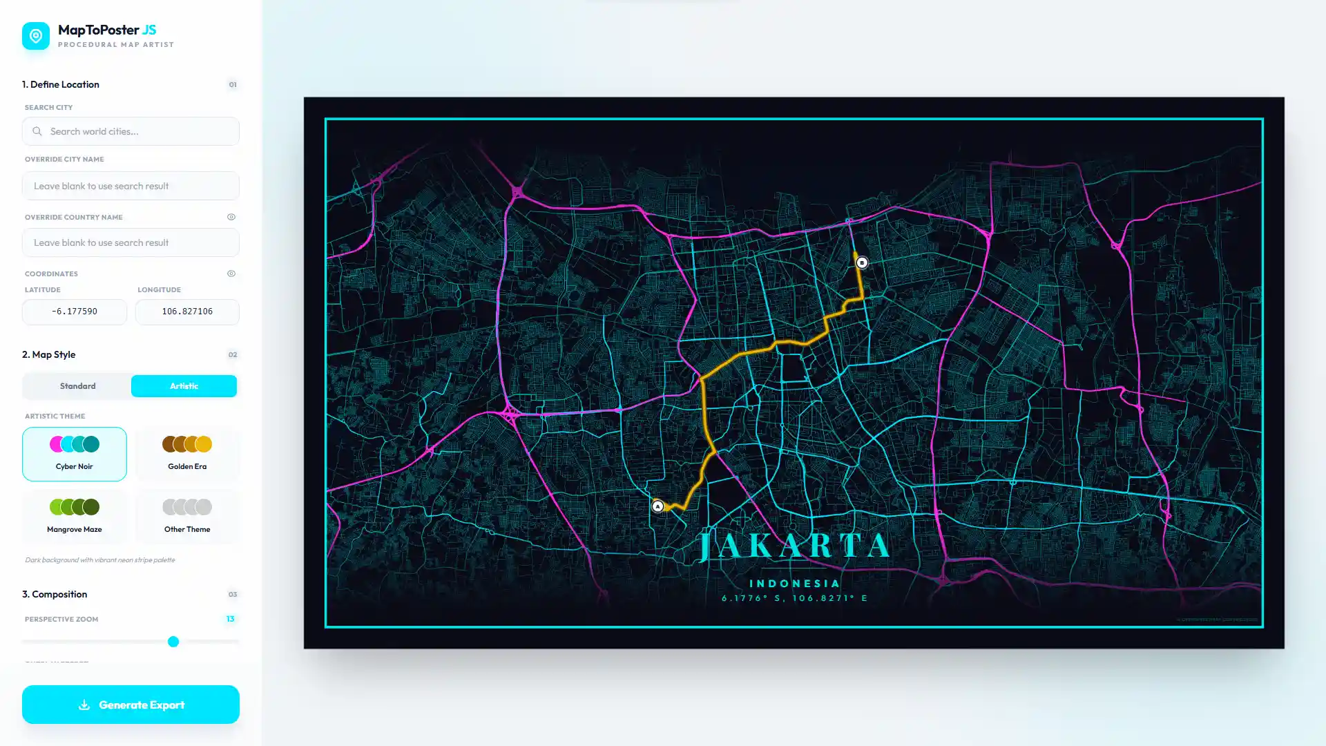 MapToPoster JS Preview