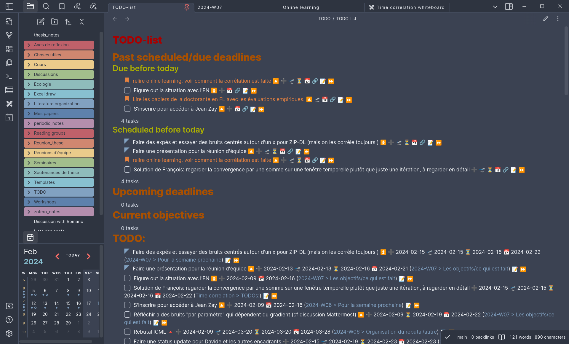 obsidian layout with todos
