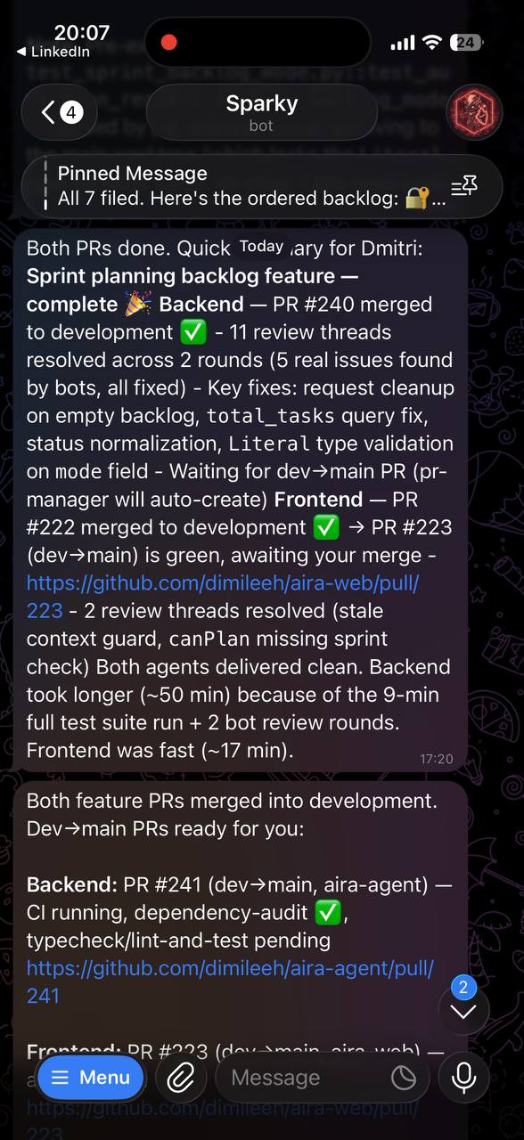 Delivery notification with PRs ready for merge