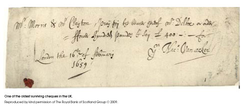 Cheque from 1659